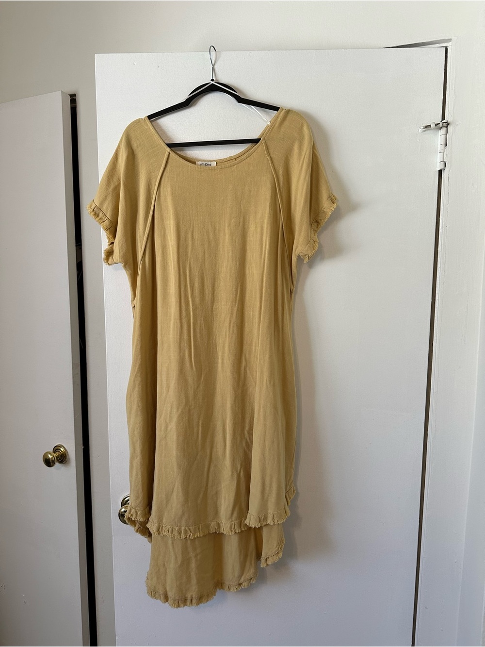 Umgee Mustard High-Low Ruffle Hem Dress